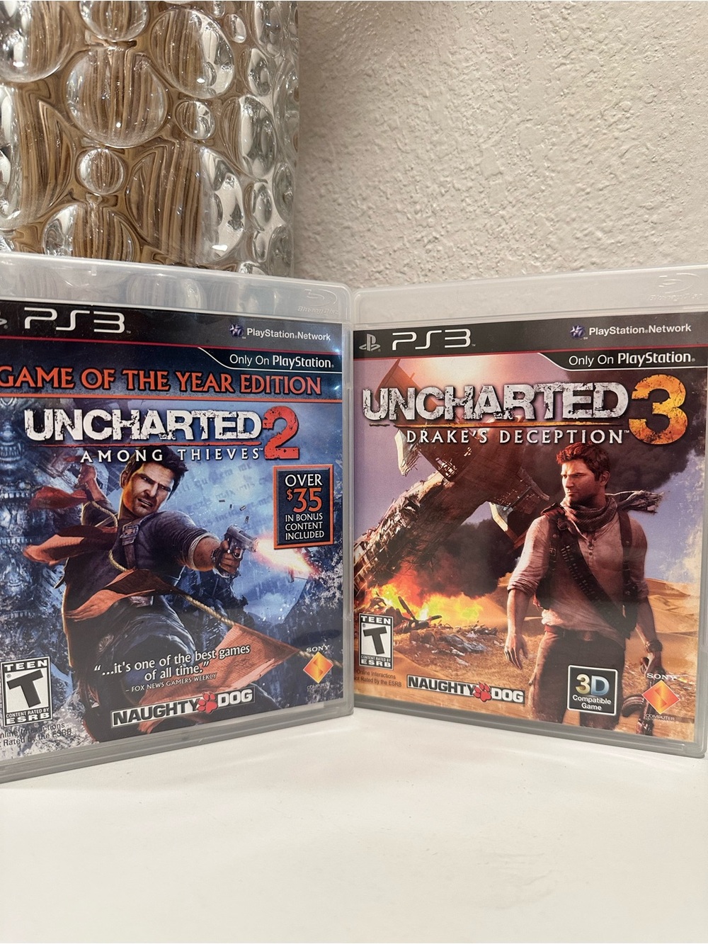 Sony Uncharted 2 & Uncharted 3 PS3 Games (Black, Blue, Orange)